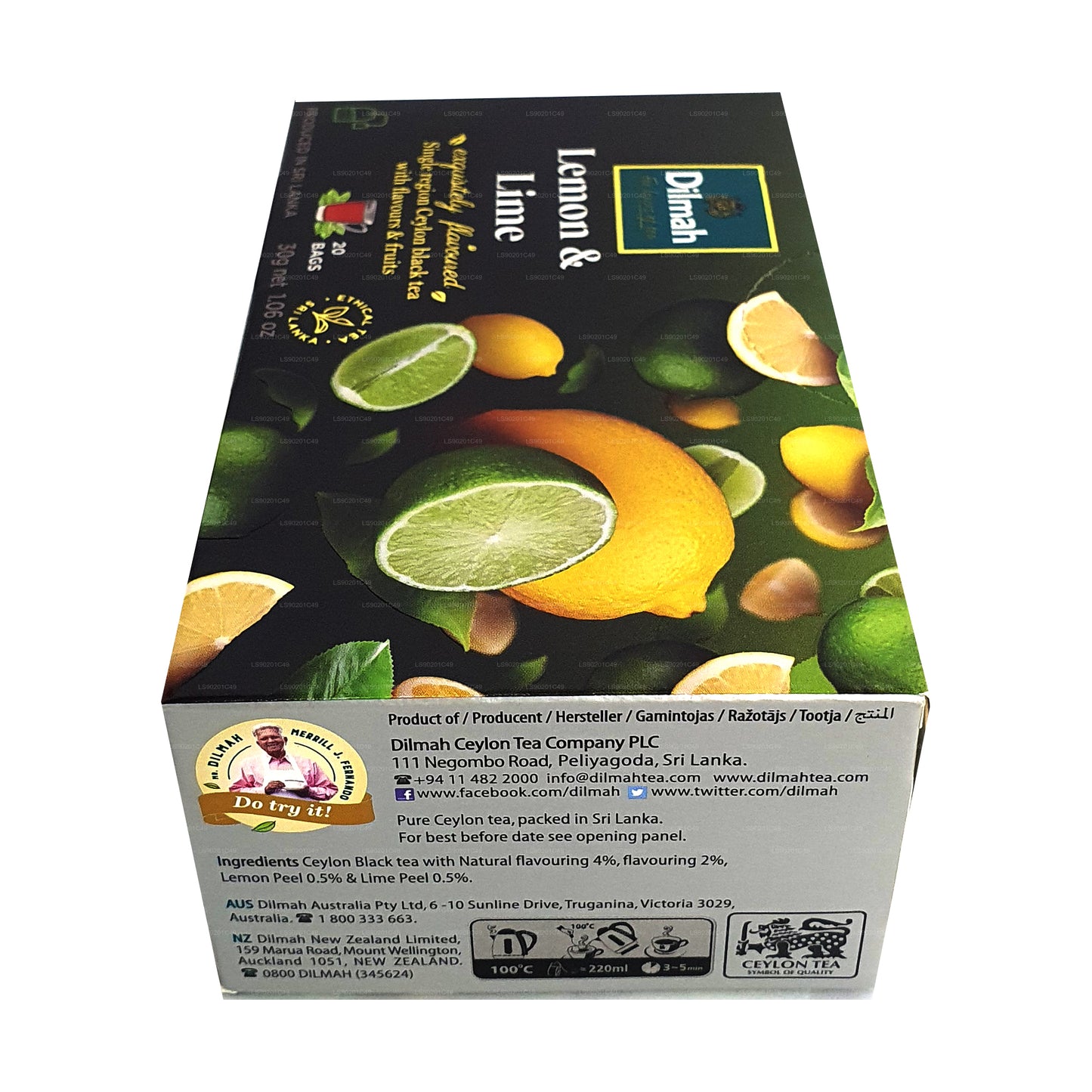 Dilmah Lemon and Lime Flavored Tea (30g) 20 Tea Bags