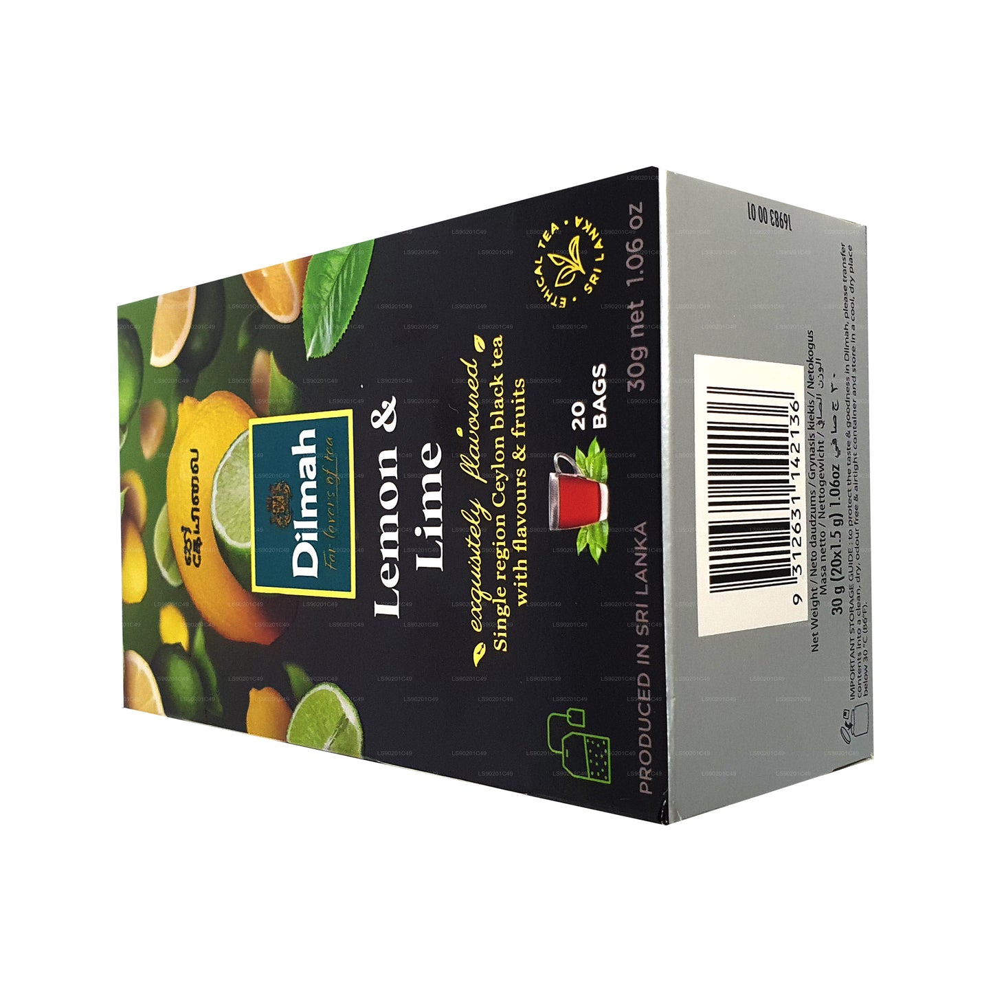 Dilmah Lemon and Lime Flavored Tea (30g) 20 Tea Bags