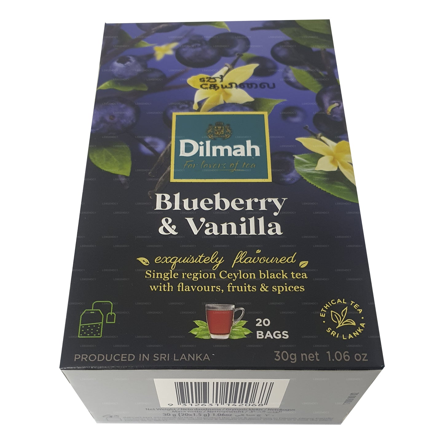 Dilmah Blueberry and Vanilla Flavored Tea (40g) 20 Tea Bags