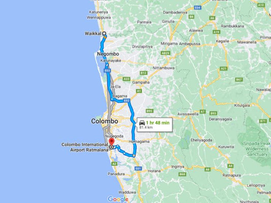 Waikkal City to  Colombo Airport (CMB) Private Transfer