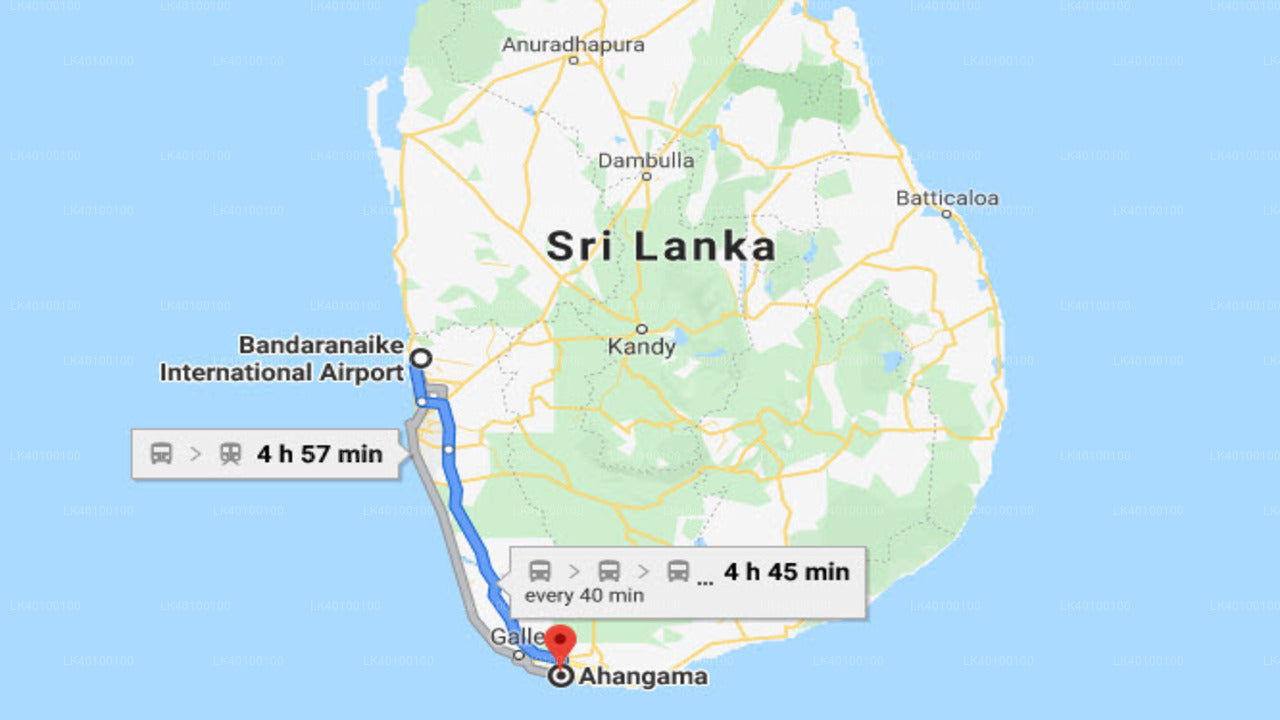 Colombo Airport (CMB) to Ahangama City Private Transfer