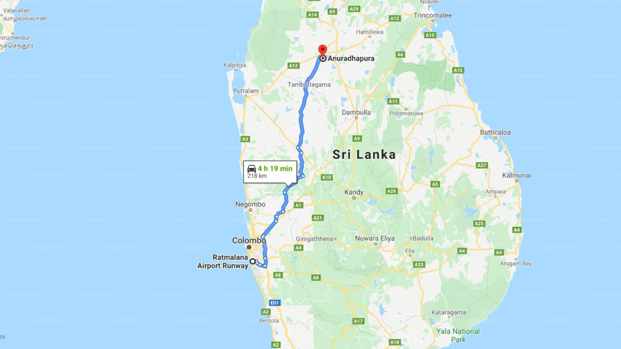 Ratmalana (RML) Airport to Ampara City Private Transfer