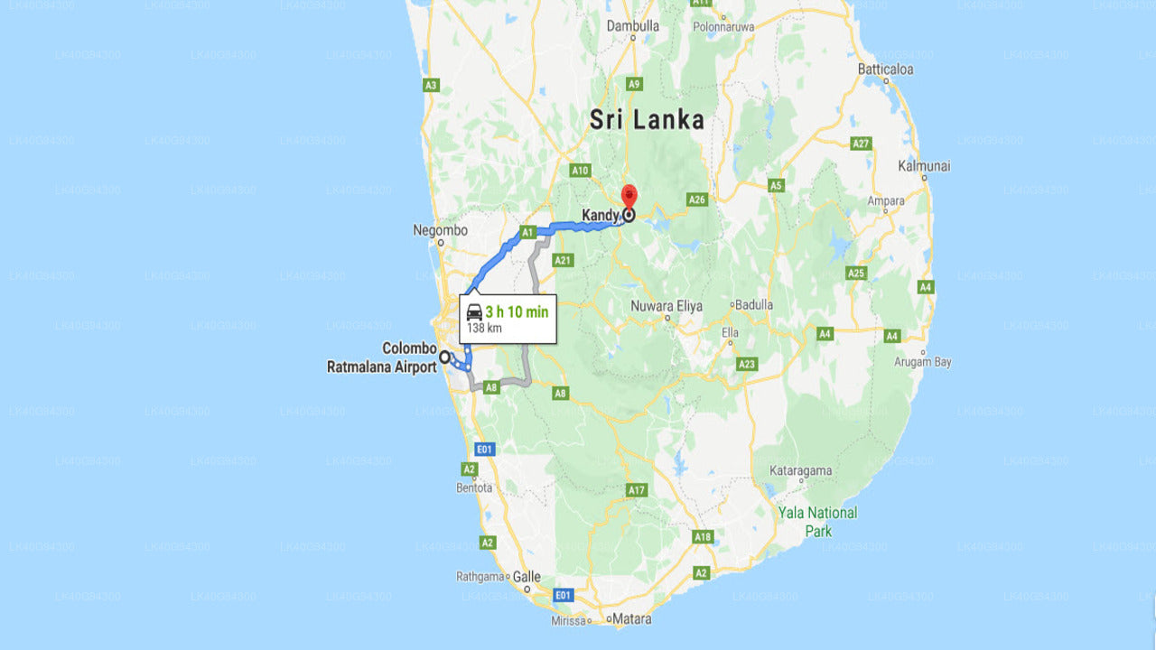 Ratmalana (RML) Airport to Kandy City Private Transfer