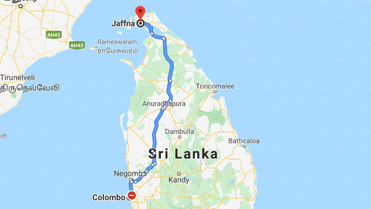 Colombo City to Jaffna City Private Transfer