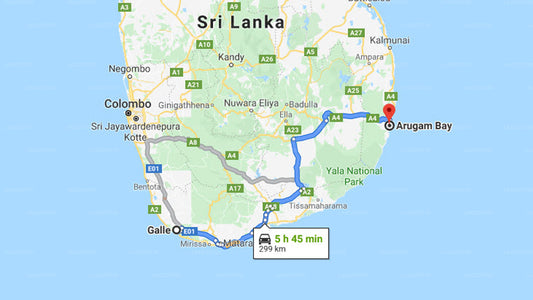 Galle City to Arugam Bay City Private Transfer