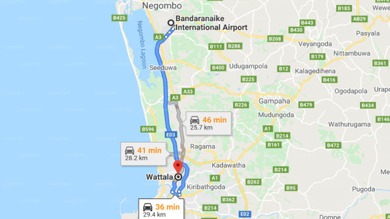 Transfer between Colombo (CMB) Airport and Pegasus Reef Hotel, Wattala