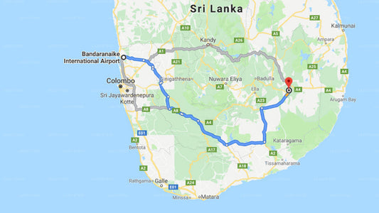 Transfer between Colombo Airport (CMB) and Asiri Guest Inn, Moneragala