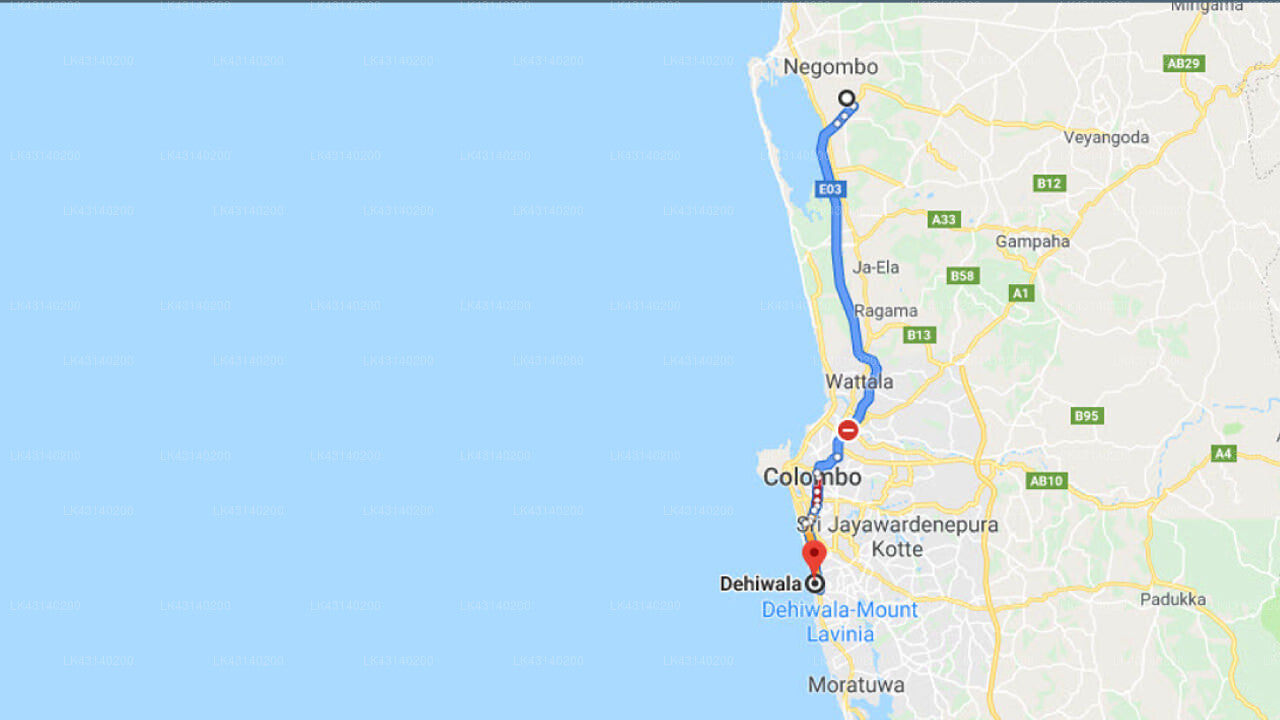 Transfer between Colombo Airport (CMB) and Vesta Village, Dehiwala