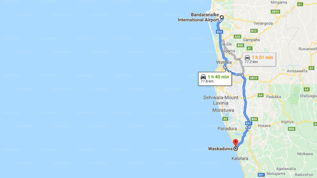 Transfer between Colombo (CMB) Airport and Citrus Waskaduwa, Waskaduwa