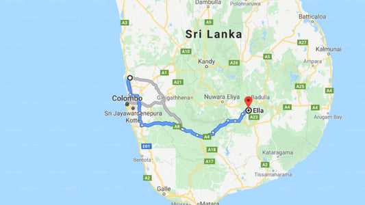 Transfer between Colombo Airport (CMB) and Hotel Onrock, Ella