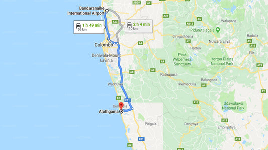 Transfer between Colombo Airport (CMB) and Hotel Sun and Moon, Aluthgama