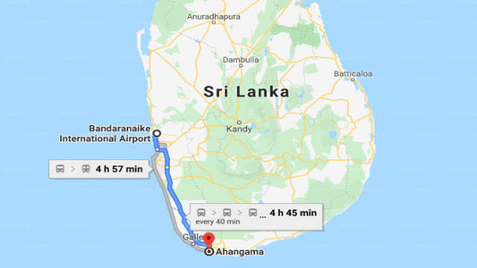 Transfer between Colombo Airport (CMB) and Thalduwa Island Villas, Ahangama